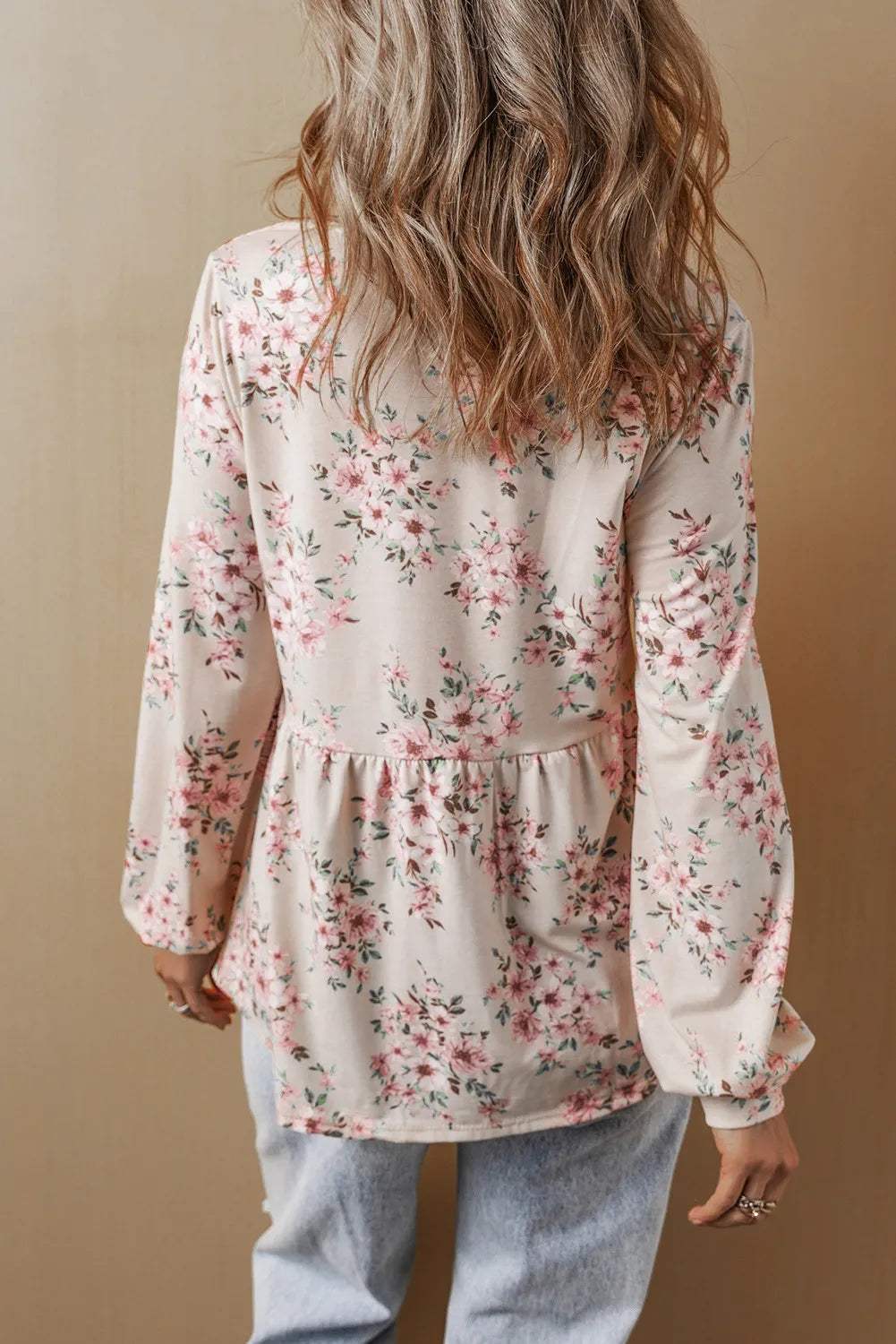 Printed Square Neck Long Sleeve Blouse - Trendsi - Flyclothing LLC