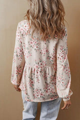 Printed Square Neck Long Sleeve Blouse - Trendsi - Flyclothing LLC