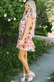 Ruffled Printed Cap Sleeve Mini Dress - Trendsi - Flyclothing LLC