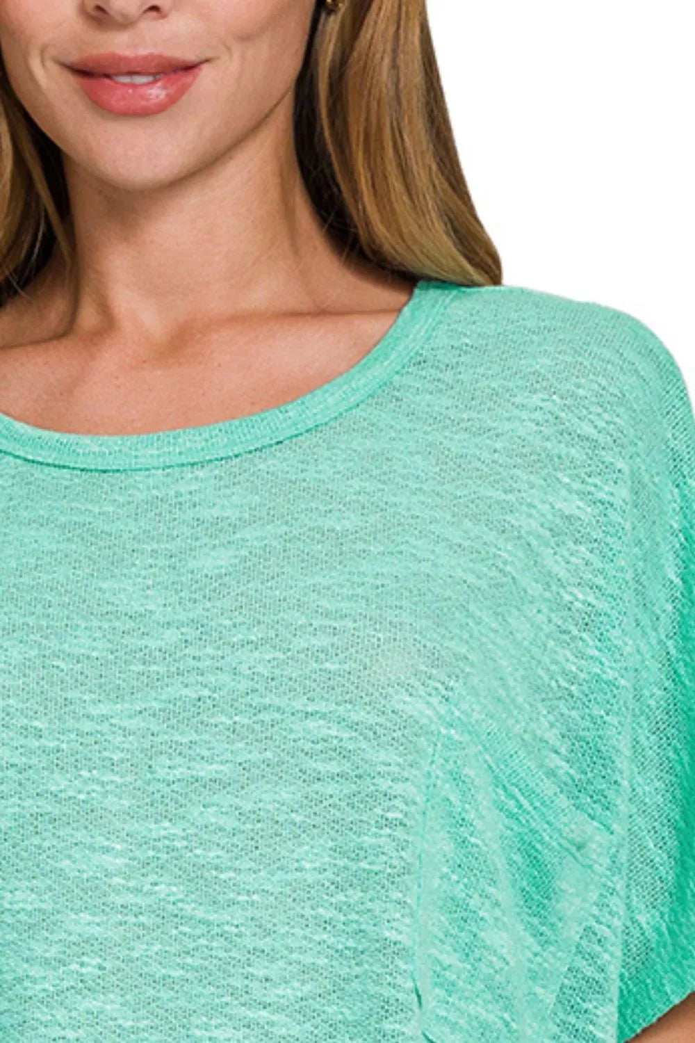 Zenana Oversized Slub Hacci Top with Pocket - Trendsi - Flyclothing LLC