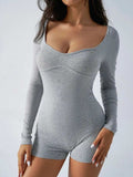 Devine Highly Stretchy Long Sleeve Romper - Trendsi - Flyclothing LLC