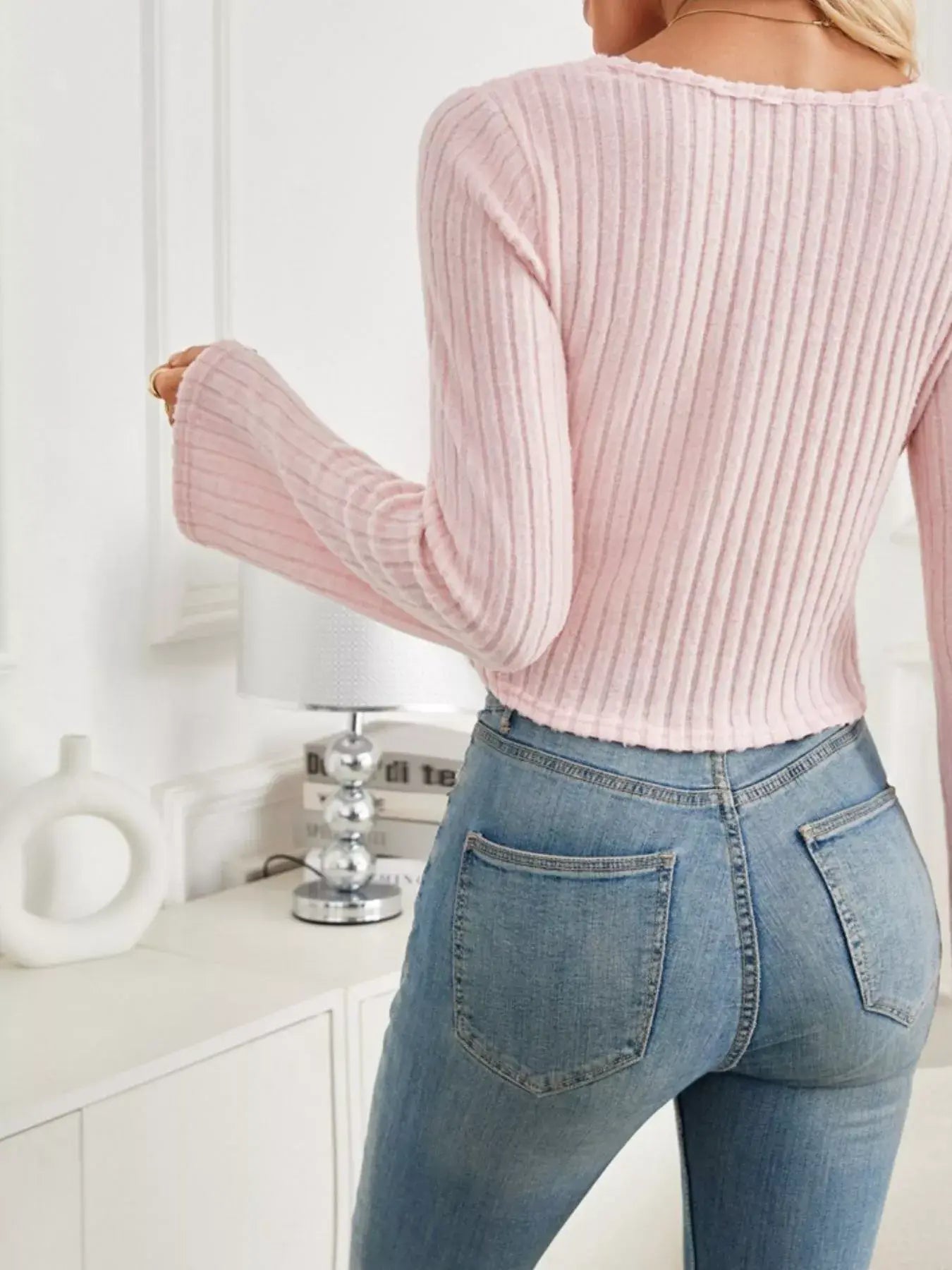 Ribbed Knit Drawstring Long Sleeve T-Shirt - Trendsi - Flyclothing LLC