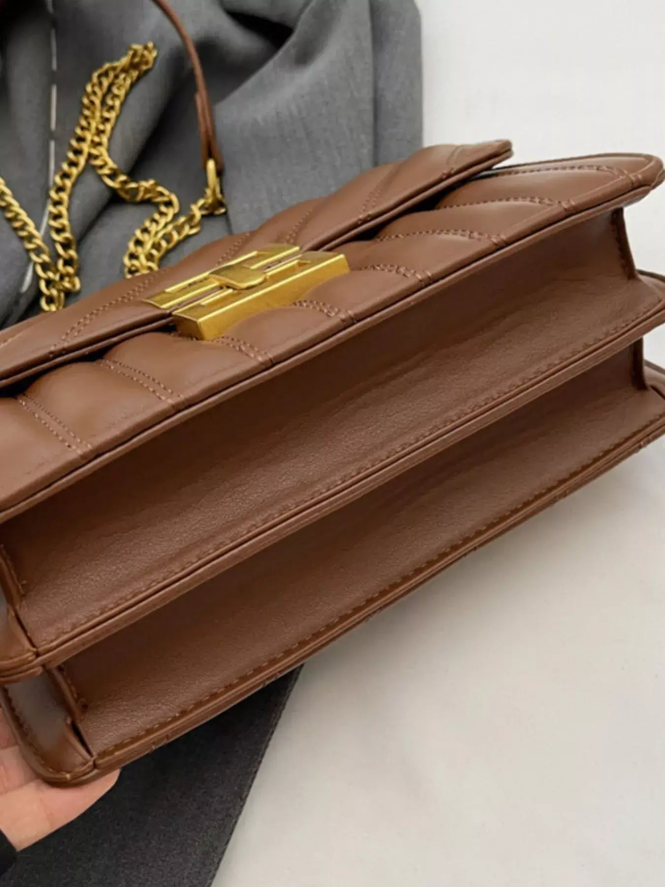Quilted Flap Chain Shoulder Bag - Trendsi - Flyclothing LLC