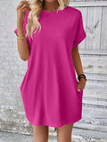 Round Neck Short Sleeve Mini Dress - Trendsi - Flyclothing LLC