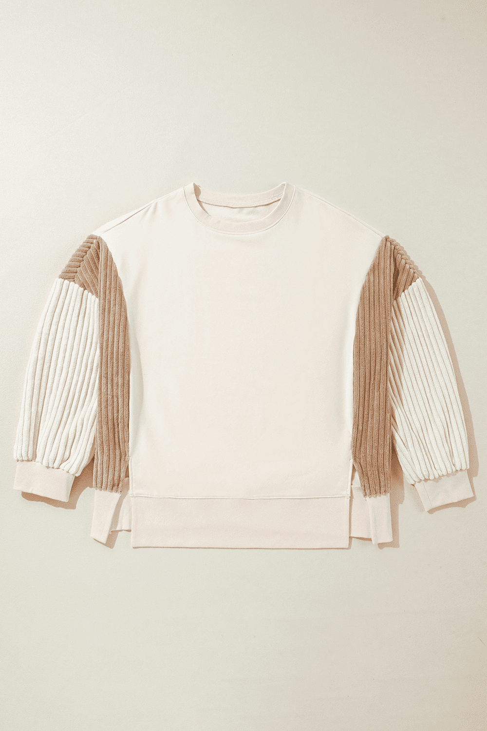 Slit Color Block Long Sleeve Sweatshirt - Trendsi - Flyclothing LLC