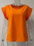 Ruffled Round Neck Cap Sleeve Blouse - Trendsi