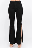 American Bazi Side Slit Flare Jeans - Trendsi