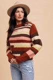 Annie Wear Color Block Round Neck Long Sleeve Sweater - Trendsi