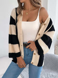 Color Block Button-Up Cardigan - Trendsi - Flyclothing LLC