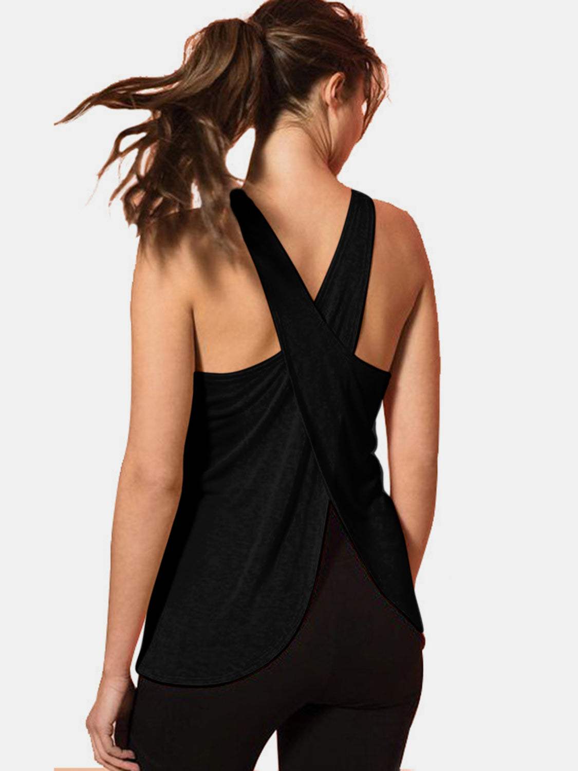 Crisscross Scoop Neck Active Tank - Trendsi - Flyclothing LLC