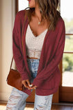 Full Size Textured Open Front Long Sleeve Cardigan - Trendsi - Flyclothing LLC