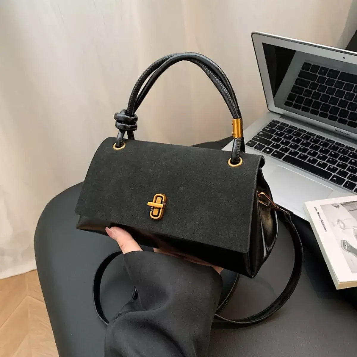 Flap Crossbody Bag with Top Handle - Trendsi - Flyclothing LLC