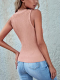 Textured Round Neck Tank - Trendsi