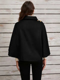 Collared Neck Cropped Cape - Trendsi - Flyclothing LLC
