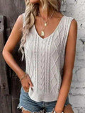 Cable-Knit V-Neck Sweater Vest - Trendsi - Flyclothing LLC