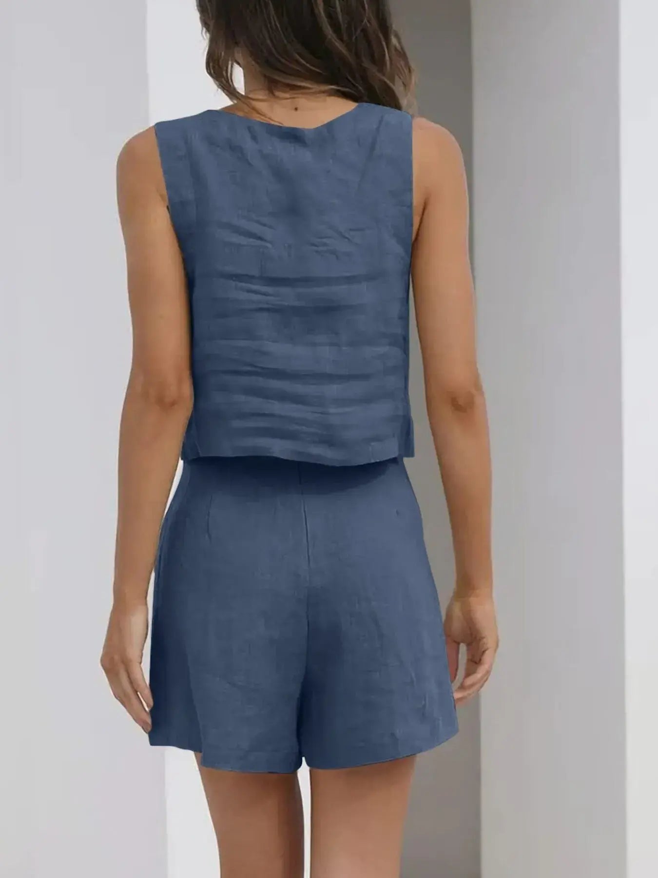 Square Neck Tank and Shorts Set - Trendsi - Flyclothing LLC