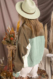 Pocketed Color Block Collared Neck Jacket - Trendsi - Flyclothing LLC