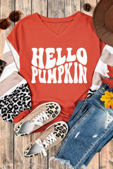 Letter Graphic V-Neck Long Sleeve Top - Trendsi - Flyclothing LLC