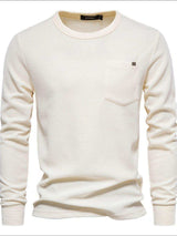 Men's Waffle-Knit Round Neck T-Shirt - Trendsi - Flyclothing LLC