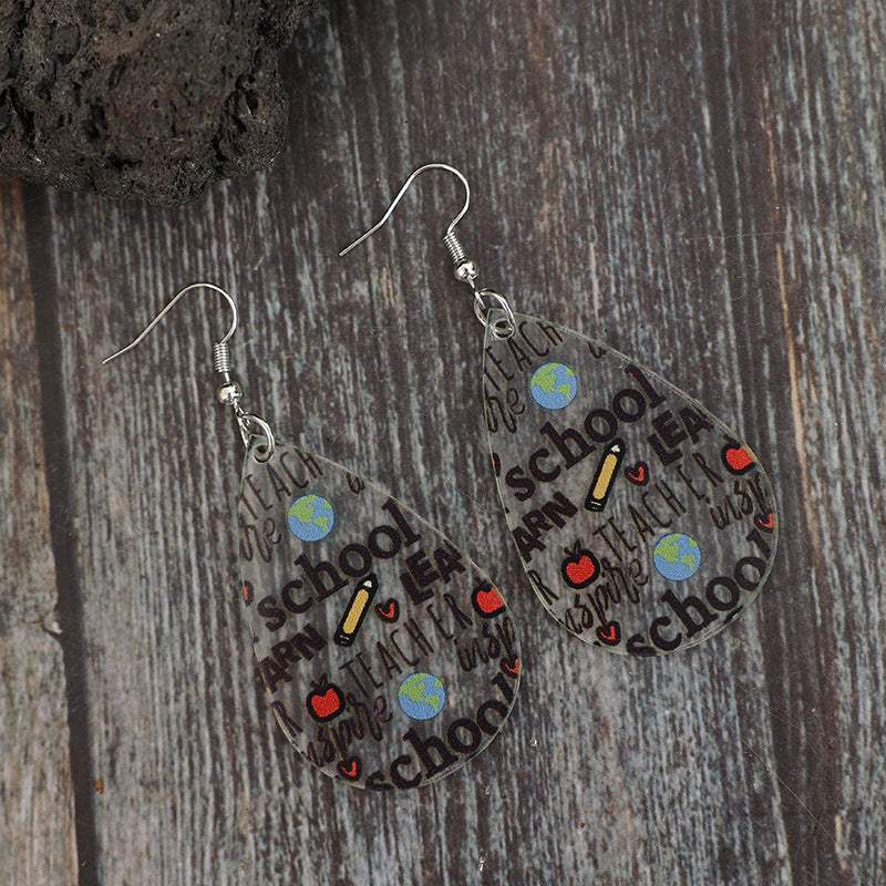Acrylic Letter Teardrop Shape Earrings - Trendsi - Flyclothing LLC