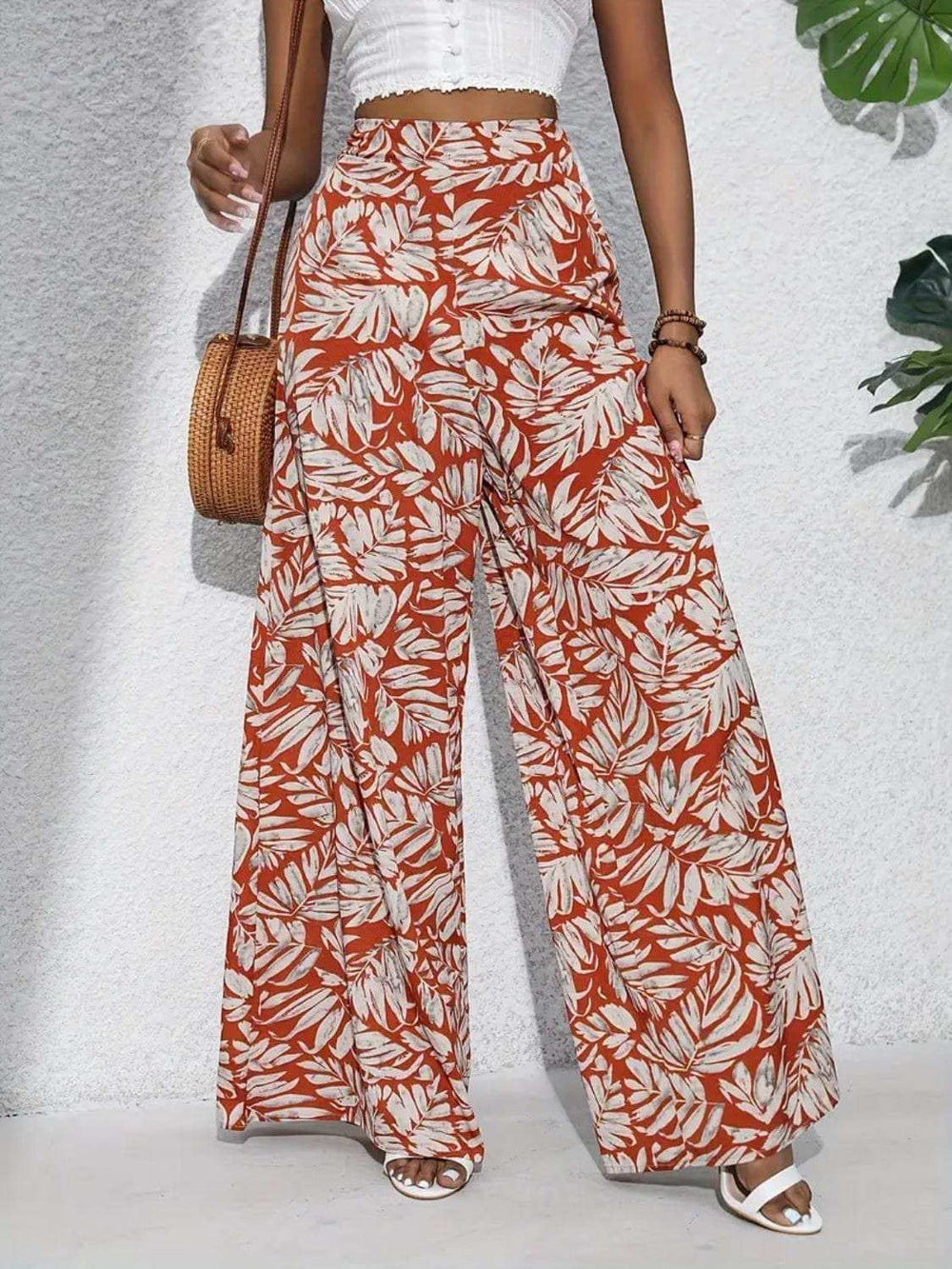 Printed High Waist Wide Leg Pants - Trendsi - Flyclothing LLC