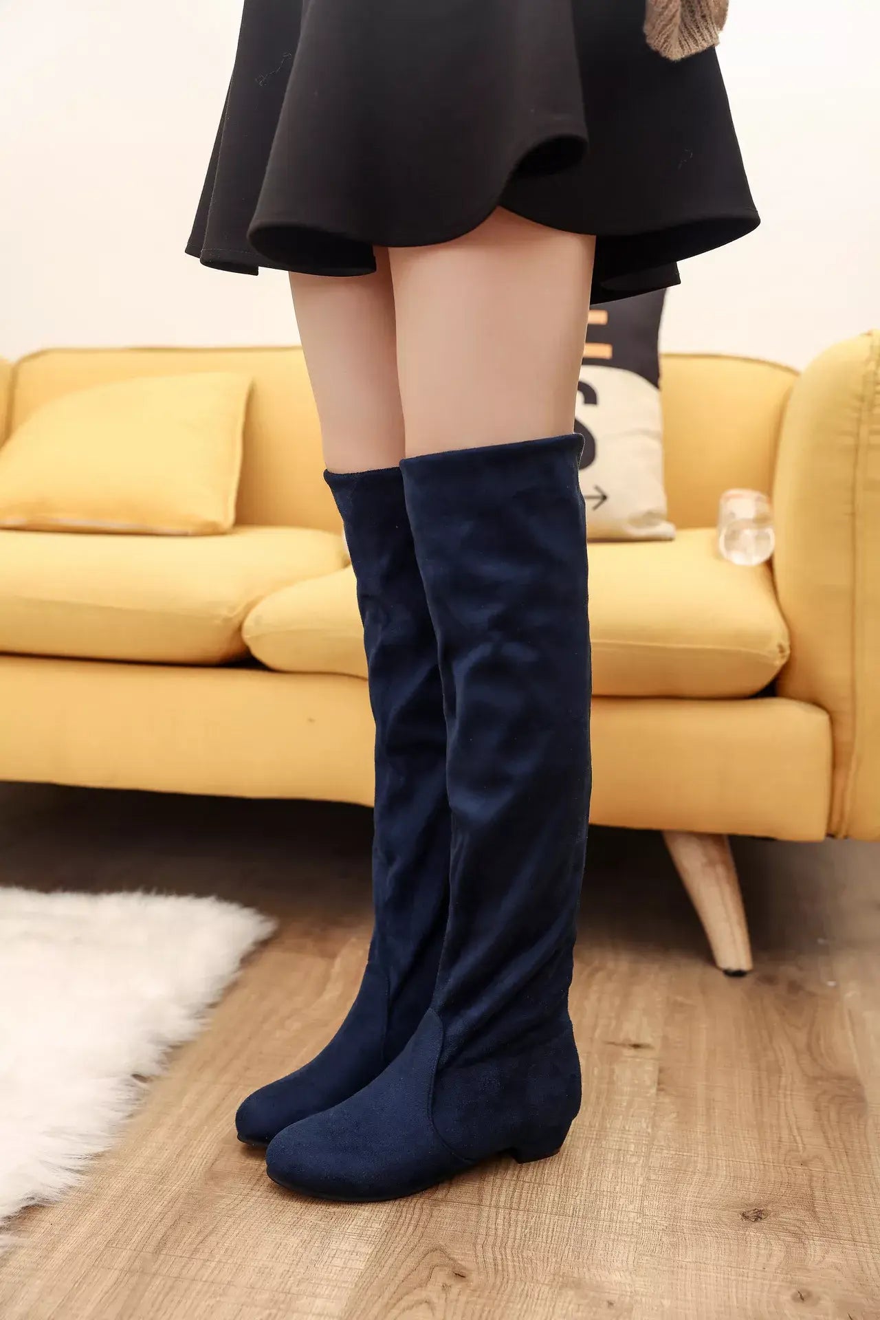 Round Toe Block Heels Boots - Trendsi - Flyclothing LLC