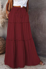 Frill Tiered Drawstring Waist Maxi Skirt - Trendsi - Flyclothing LLC