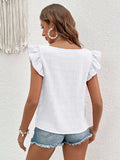 Ruffled Square Neck Cap Sleeve Blouse - Trendsi - Flyclothing LLC