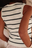 Stripe Button Down V-Neck Sweater Vest - Trendsi