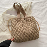Drawstring Bubble Texture Tote Bag - Trendsi - Flyclothing LLC
