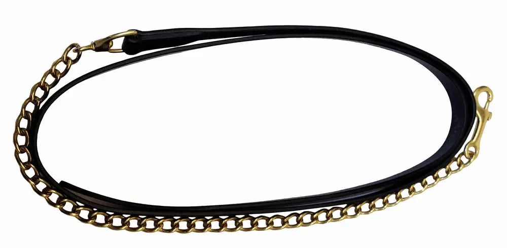 Henri de Rivel Pro Collection Leather Lead with 24" Solid Brass Chain - Breeches.com - Flyclothing LLC