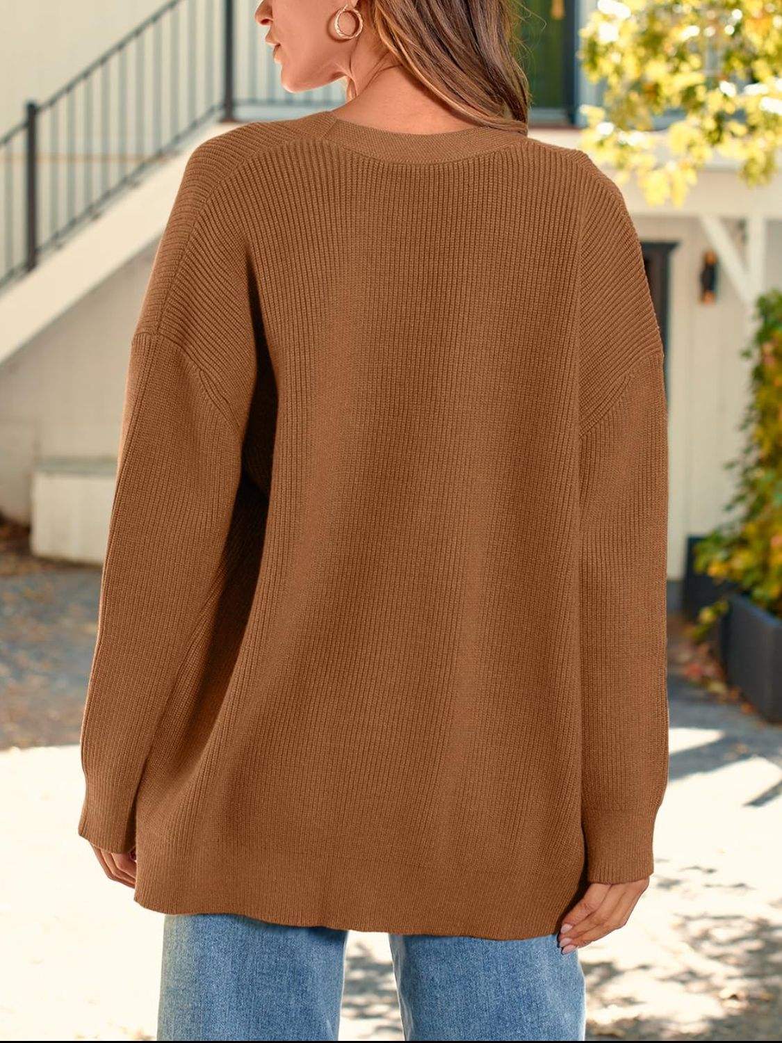 Button Down Long Sleeve Cardigan - Trendsi - Flyclothing LLC
