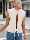 Cutout Round Neck Sleeveless Sweater - Trendsi