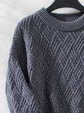 Round Neck Long Sleeve Woven Sweater - Trendsi