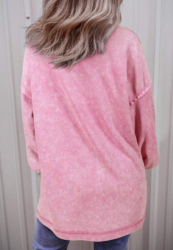 Exposed Seam Round Neck Long Sleeve Sweatshirt - Trendsi - Flyclothing LLC