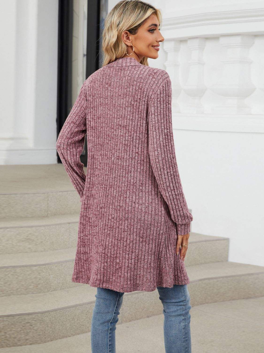 Open Front Long Sleeve Cardigan - Trendsi - Flyclothing LLC