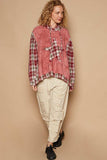 POL Star Patch Plaid Long Sleeve Hooded Top - Trendsi - Flyclothing LLC