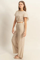 HYFVE Round Neck Short Sleeve Top and Pants Set - Trendsi - Flyclothing LLC