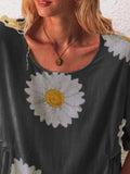 Full Size Flower Round Neck Half Sleeve T-Shirt Plus Size - Trendsi - Flyclothing LLC
