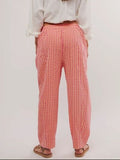 Plaid Elastic Waist Pants - Trendsi