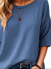 Full Size Round Neck Half Sleeve T-Shirt Plus Size - Trendsi