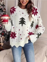 Christmas Tree Pattern Round Neck Sweater - Trendsi - Flyclothing LLC
