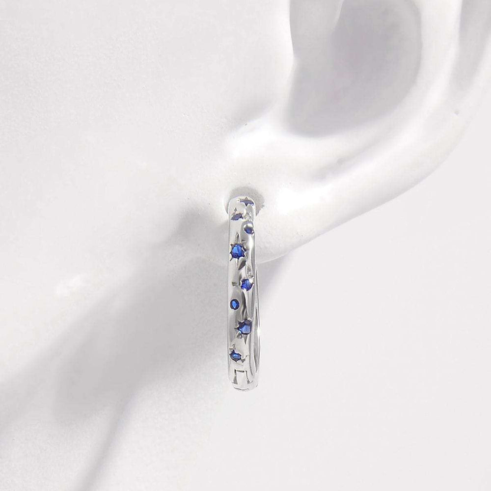 925 Sterling Silver Inlaid Zircon Huggie Earrings - Trendsi - Flyclothing LLC