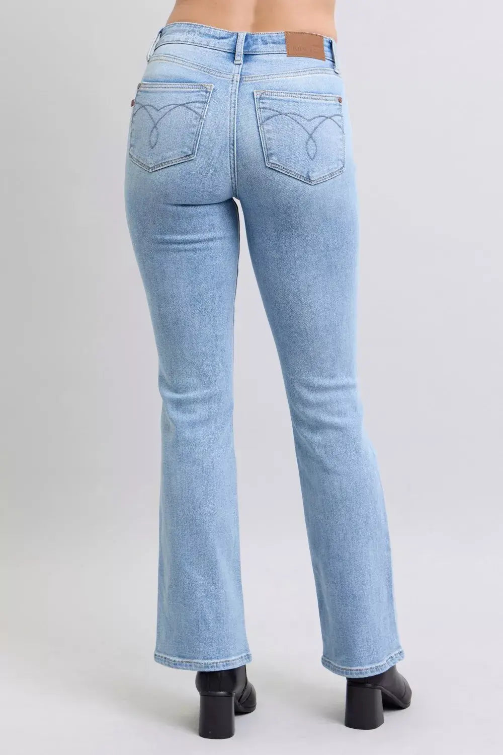 Judy Blue Mid Rise Thermal Bootcut Jeans - Trendsi - Flyclothing LLC