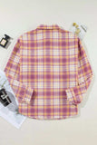 Plaid Collared Neck Button Up Shacket - Trendsi - Flyclothing LLC