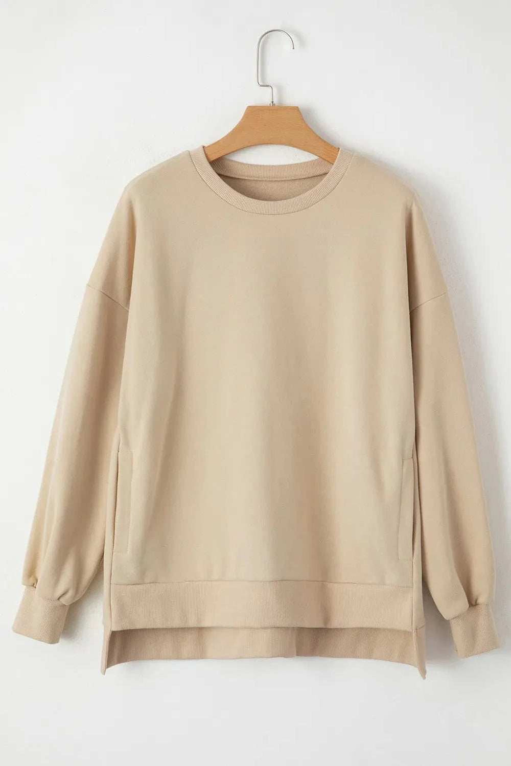 Round Neck Long Sleeve Sweatshirt - Trendsi - Flyclothing LLC