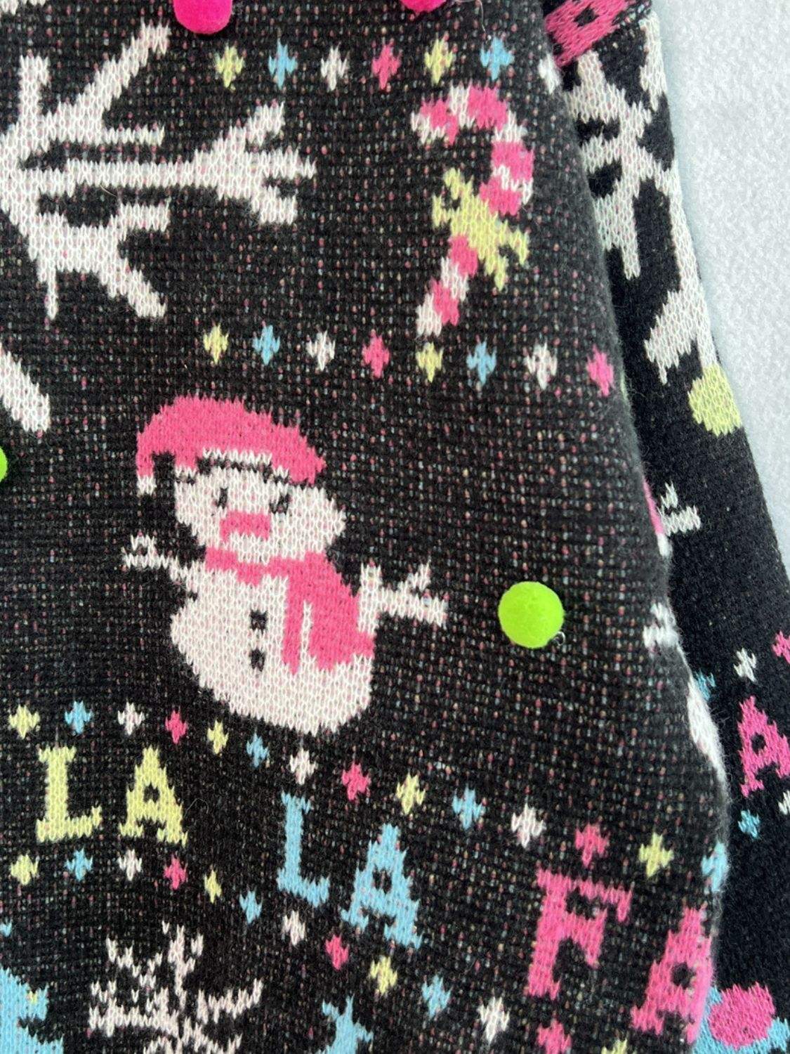 Snowman Contrast Trim Round Neck Sweater - Trendsi - Flyclothing LLC