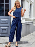 Plaid Sleeveless Top and Pants Set - Trendsi