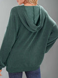 Double Take Textured Kangaroo Pocket Long Sleeve Hoodie - Trendsi - Flyclothing LLC