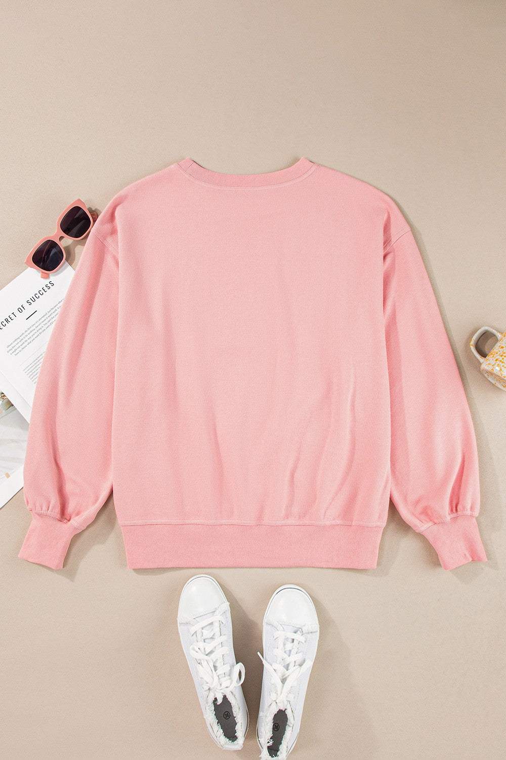 Round Neck Long Sleeve Sweatshirt - Trendsi - Flyclothing LLC